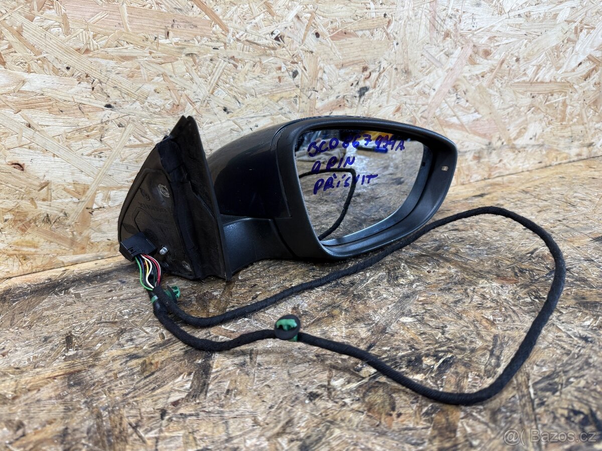 PRAVÉ ZPĚTNÉ ZRCÁTKO VW PASSAT B7 9 PIN 3C0857934A ŠEDÁ MET. - 3