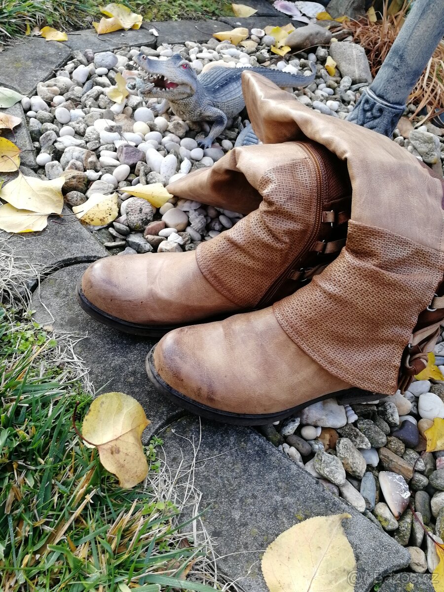 Zimní kozačky 41 hnědé - 3