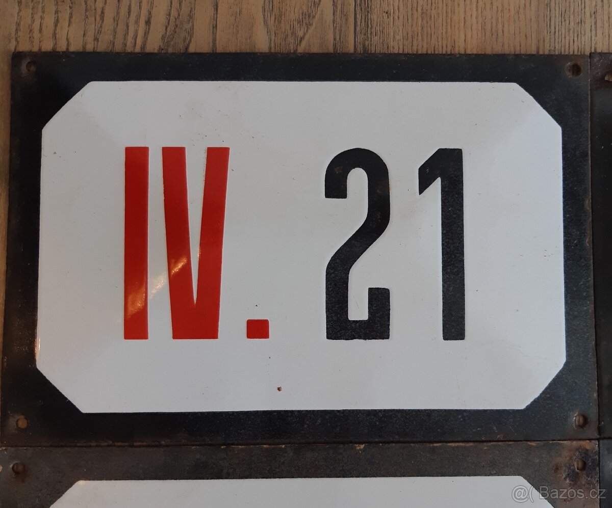 starožitné smaltované kovové cedulky s čísly domů - 3
