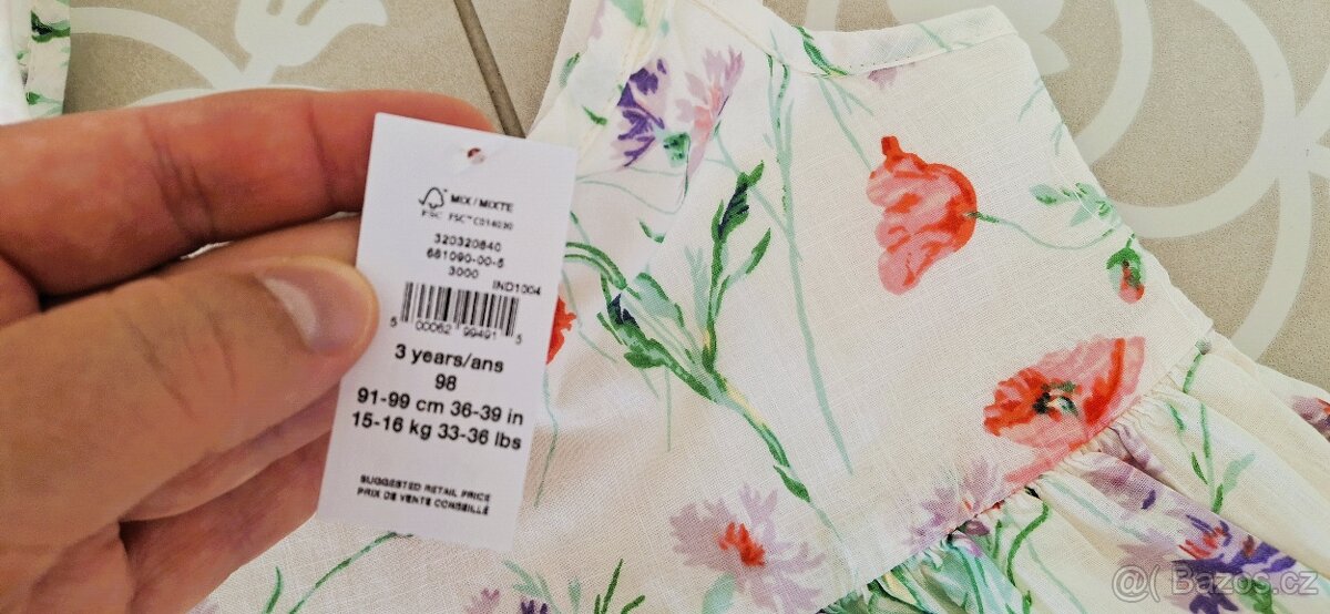 Nové bavlněné šaty GAP 98 luční kvítí vlčí máky i 86 a 92 - 3