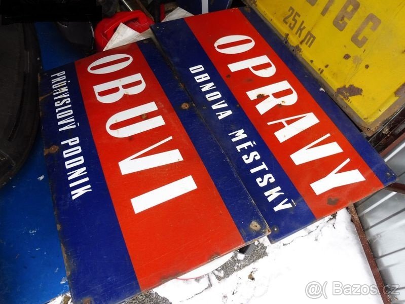 Staré smaltované cedule Opravy Obuvi. - 3