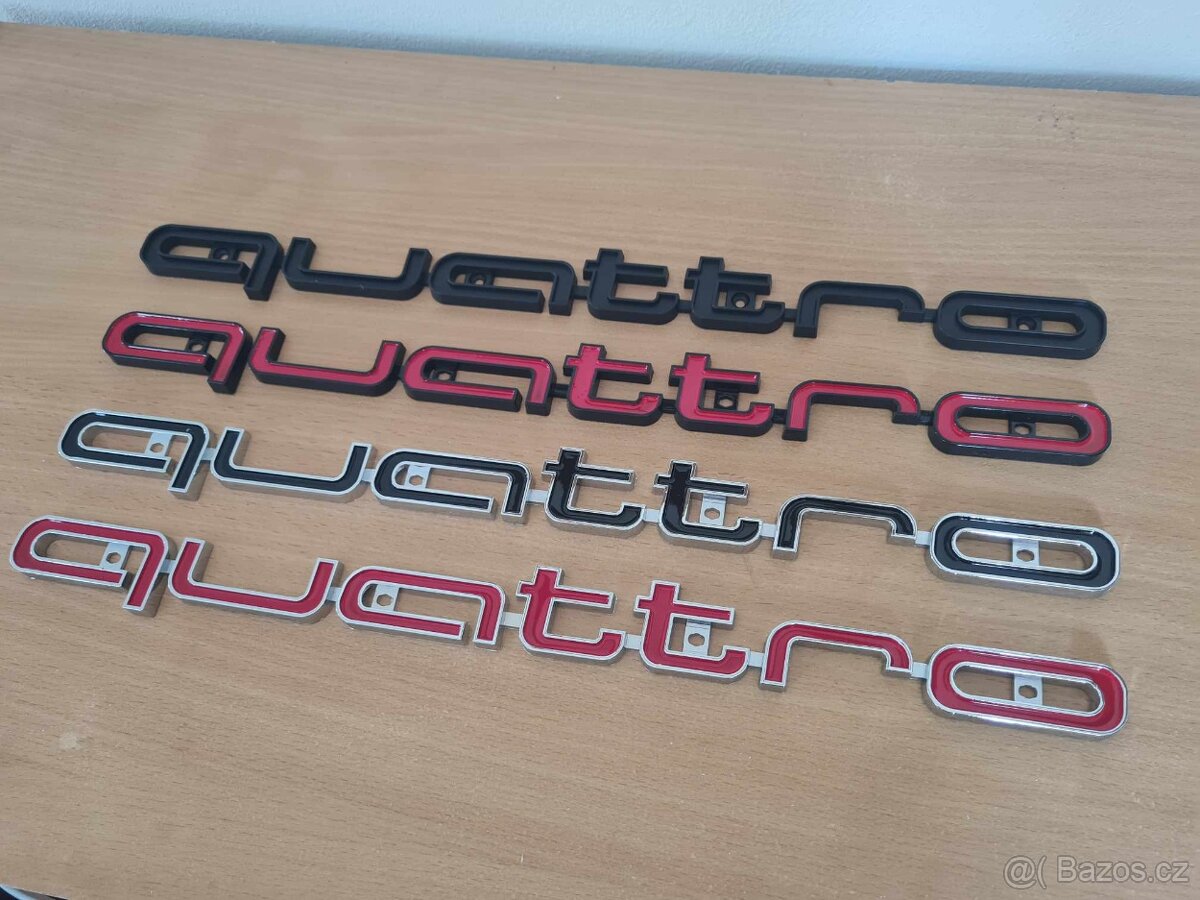Veľký nápis QUATTRO pre AUDI chrom, čierne, červene - 3