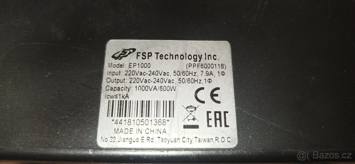 Záložní zdroj UPS, typ FSP EP 1000 - 3