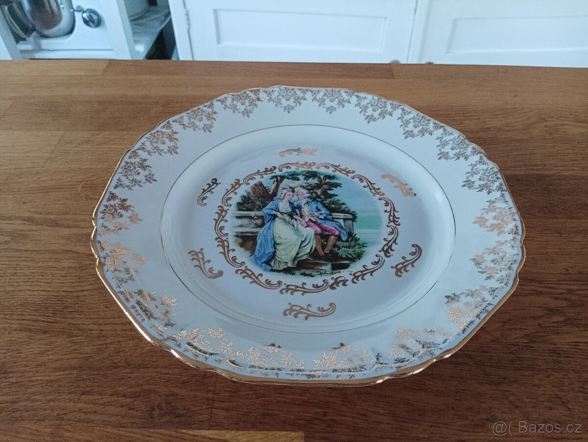STAROŽITNÁ PORCELÁNOVÁ TERINA A TALÍŘ LIMOGES FRANCIE - 3