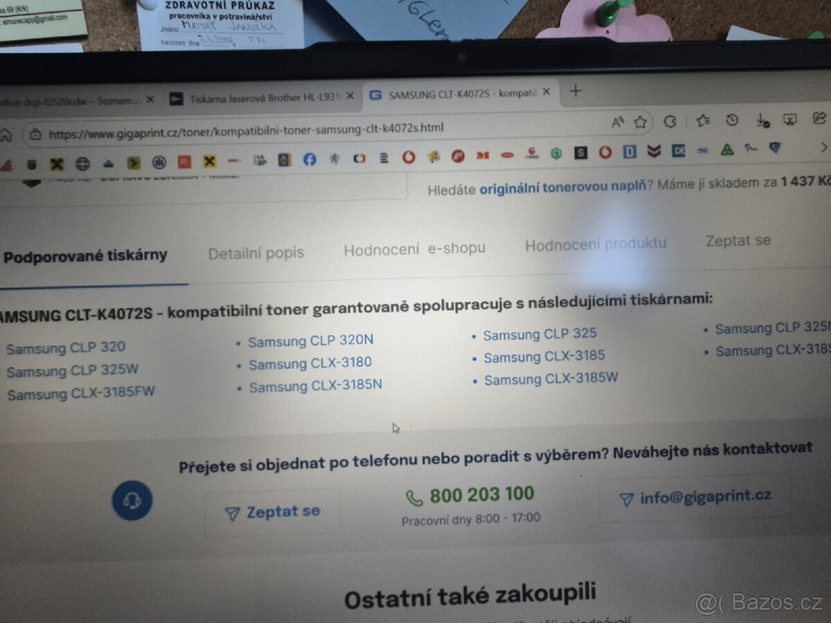 Tonery samsung CLX 3185 - 3