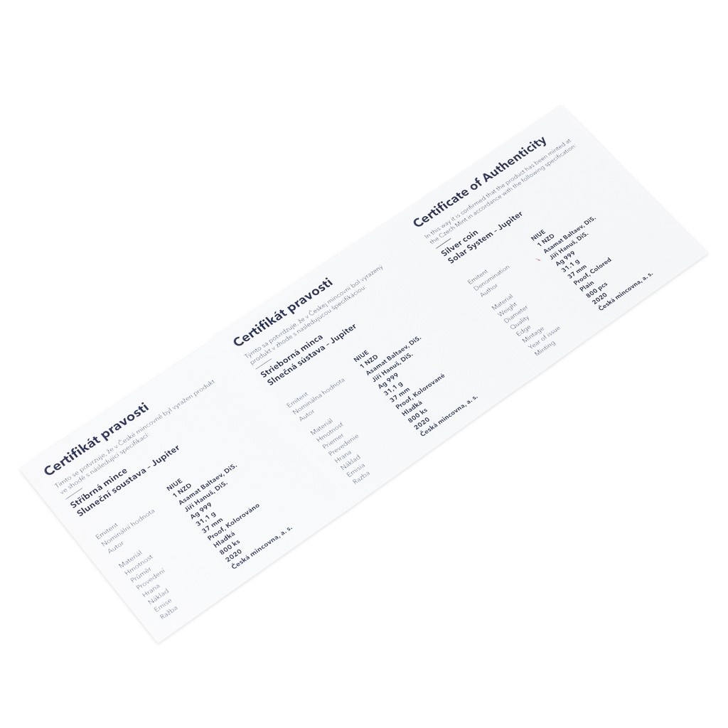 Stříbrná mince Sluneční soustava - Jupiter proof jen 800 ks - 3