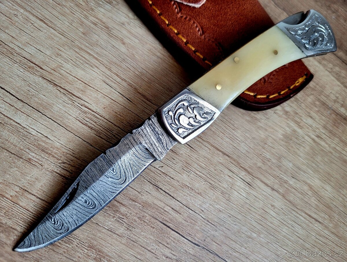 kapesní Damaškový nůž 18 cm LOFTY CAMEL ručně vyrobeno - 3