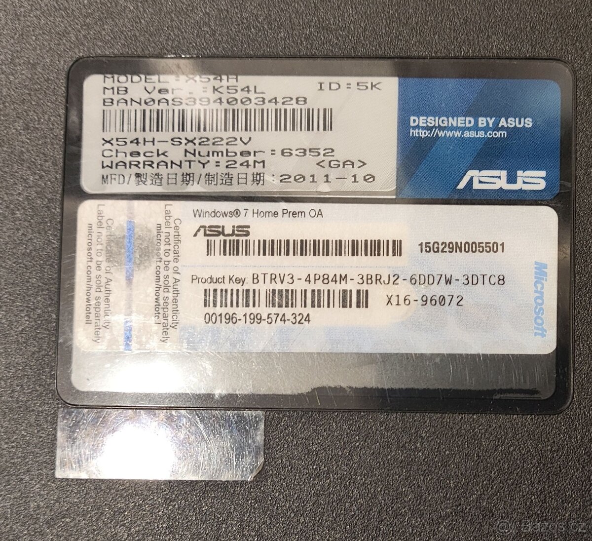 notebook Asus X54H na opravu/náhradní díly - 3