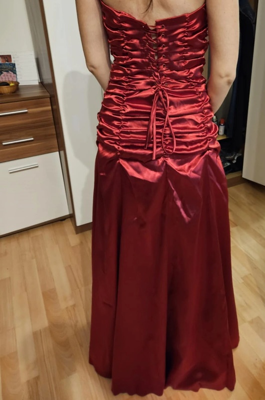 Plesové červené vínové dlouhé šaty - 3