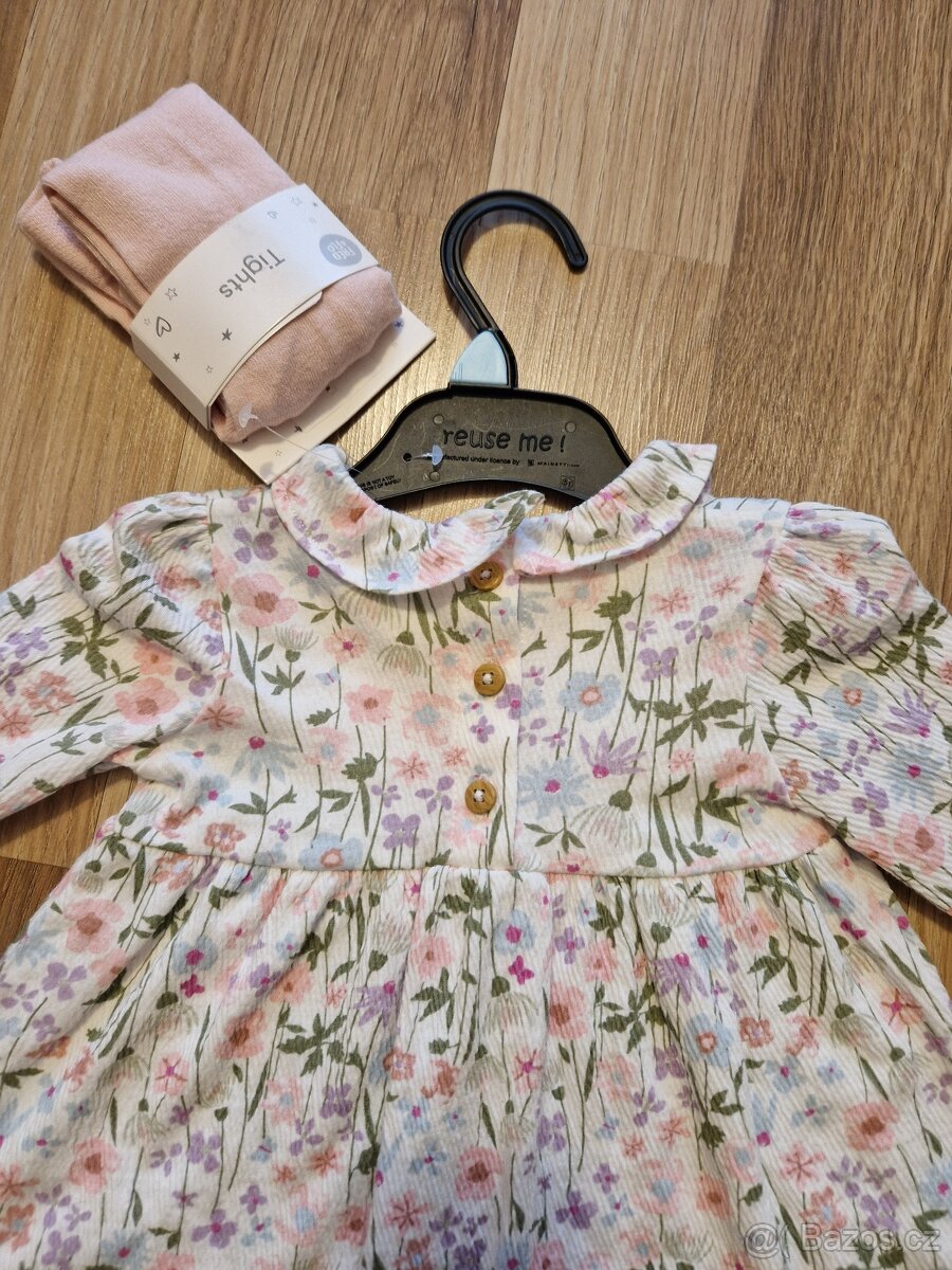 Jarní bavlněné šaty s kytičkami F&F, vel. 74 - 3