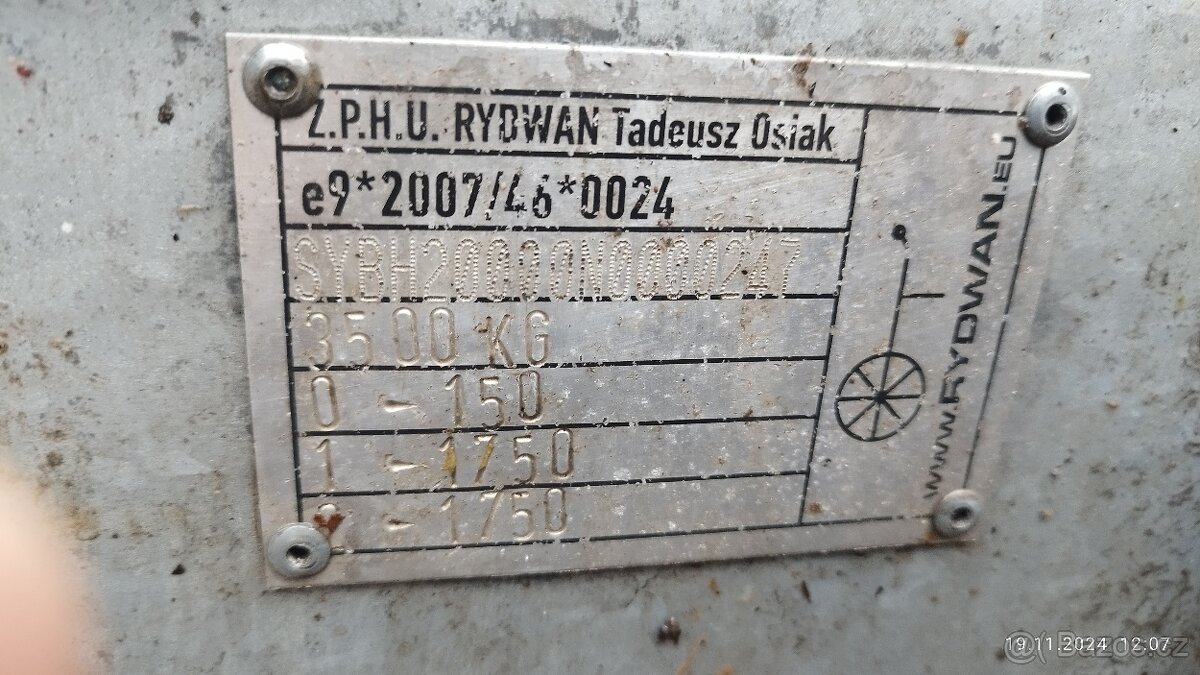 Přepravník 3500 Kg. Odpočet DPH. Certifikát VDI 2700