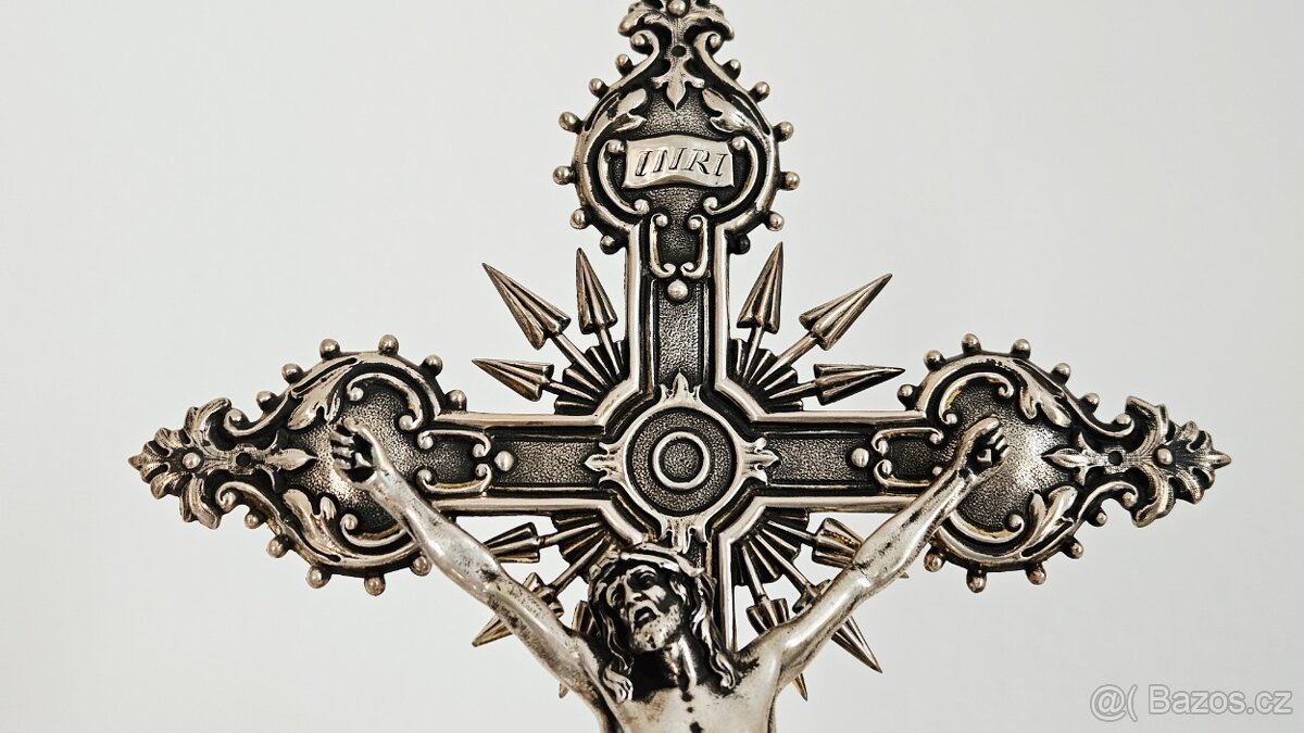 TOP Ag stříbro krucifix lotový punc rok 1858 UNIKAT - 3