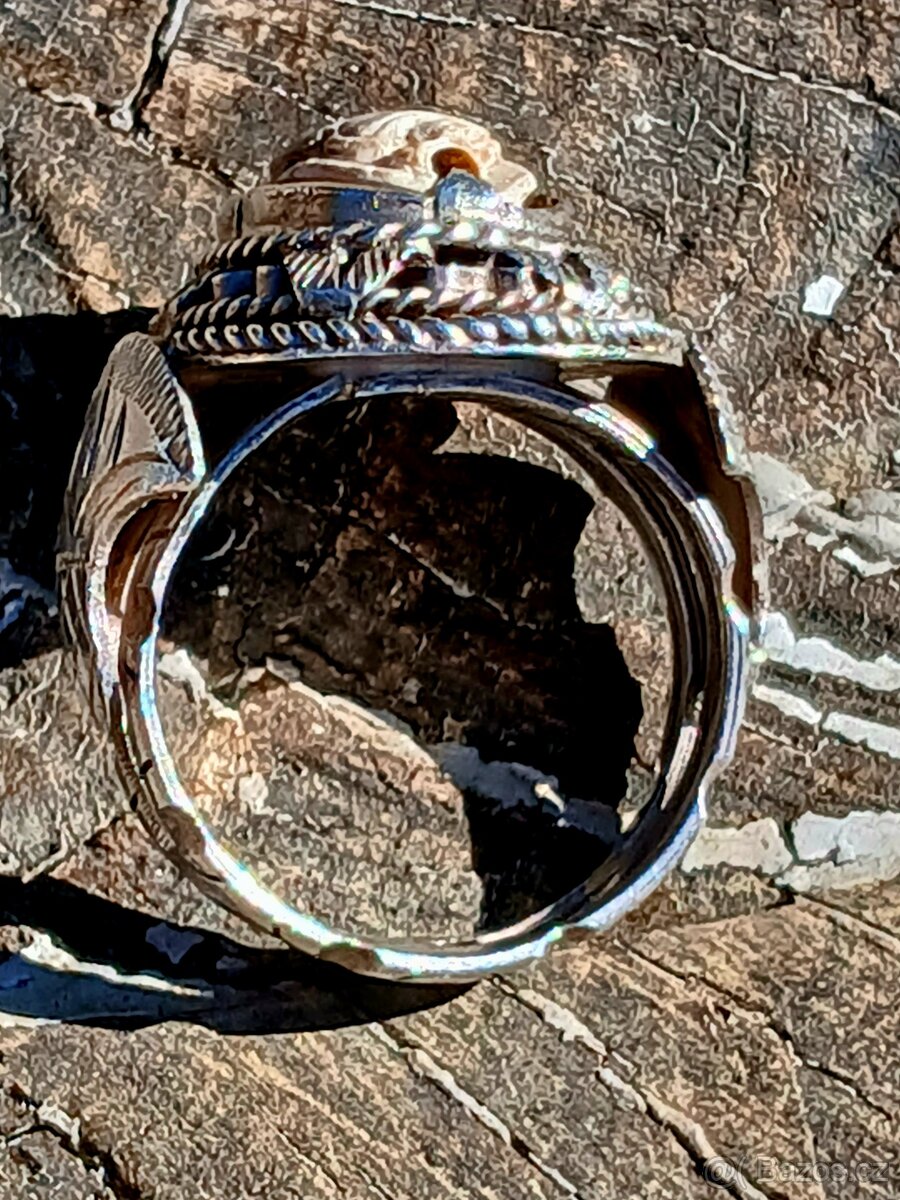 Stříbrný prsten starožitný Egypt - 3