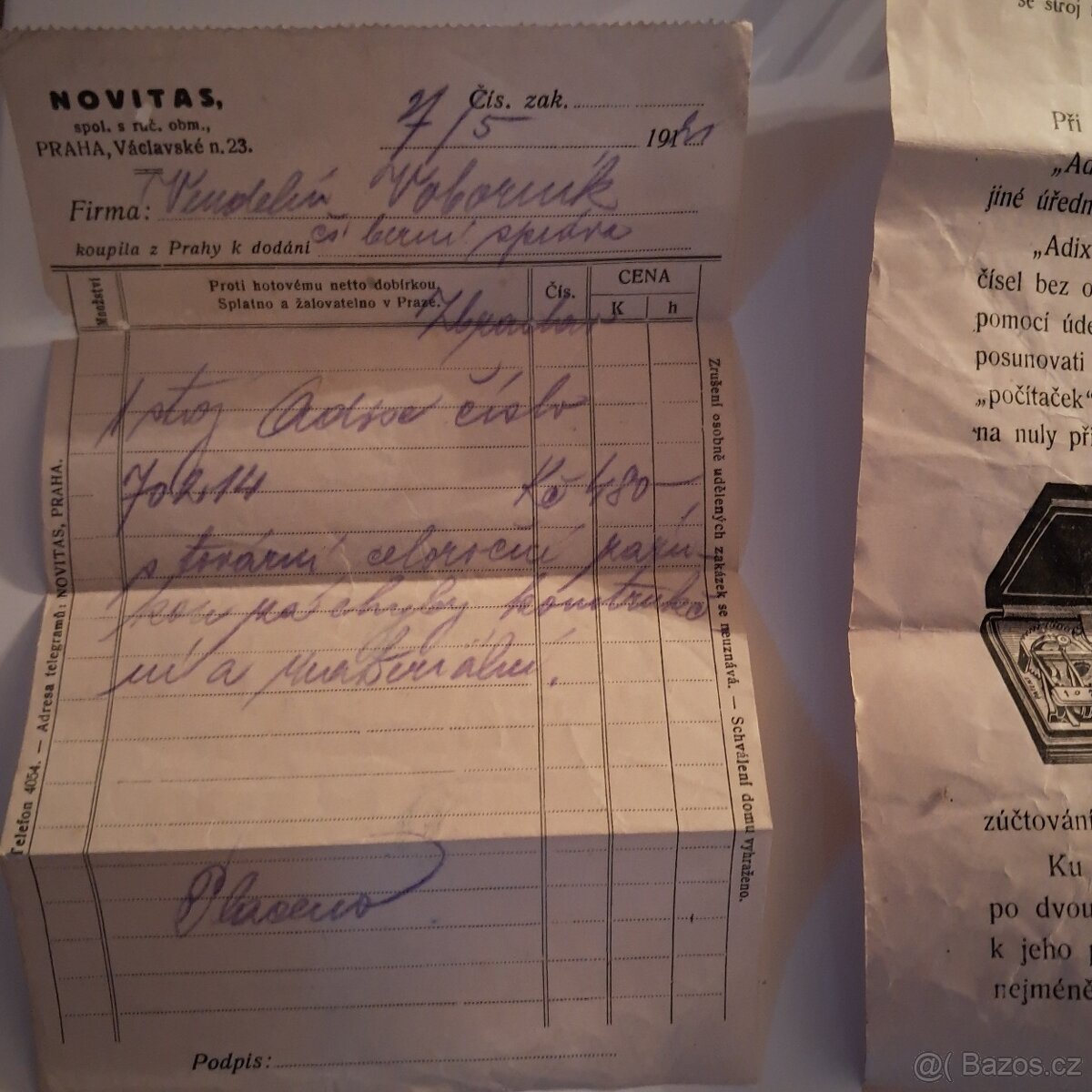 ADIX sčítací stroj 20.léta - 3