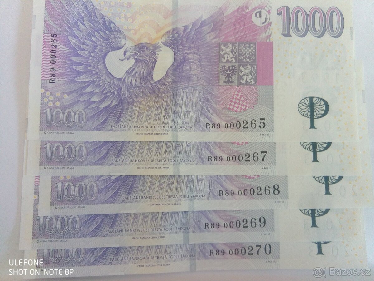 1000 Kč s přítiskem, série R14 - 3