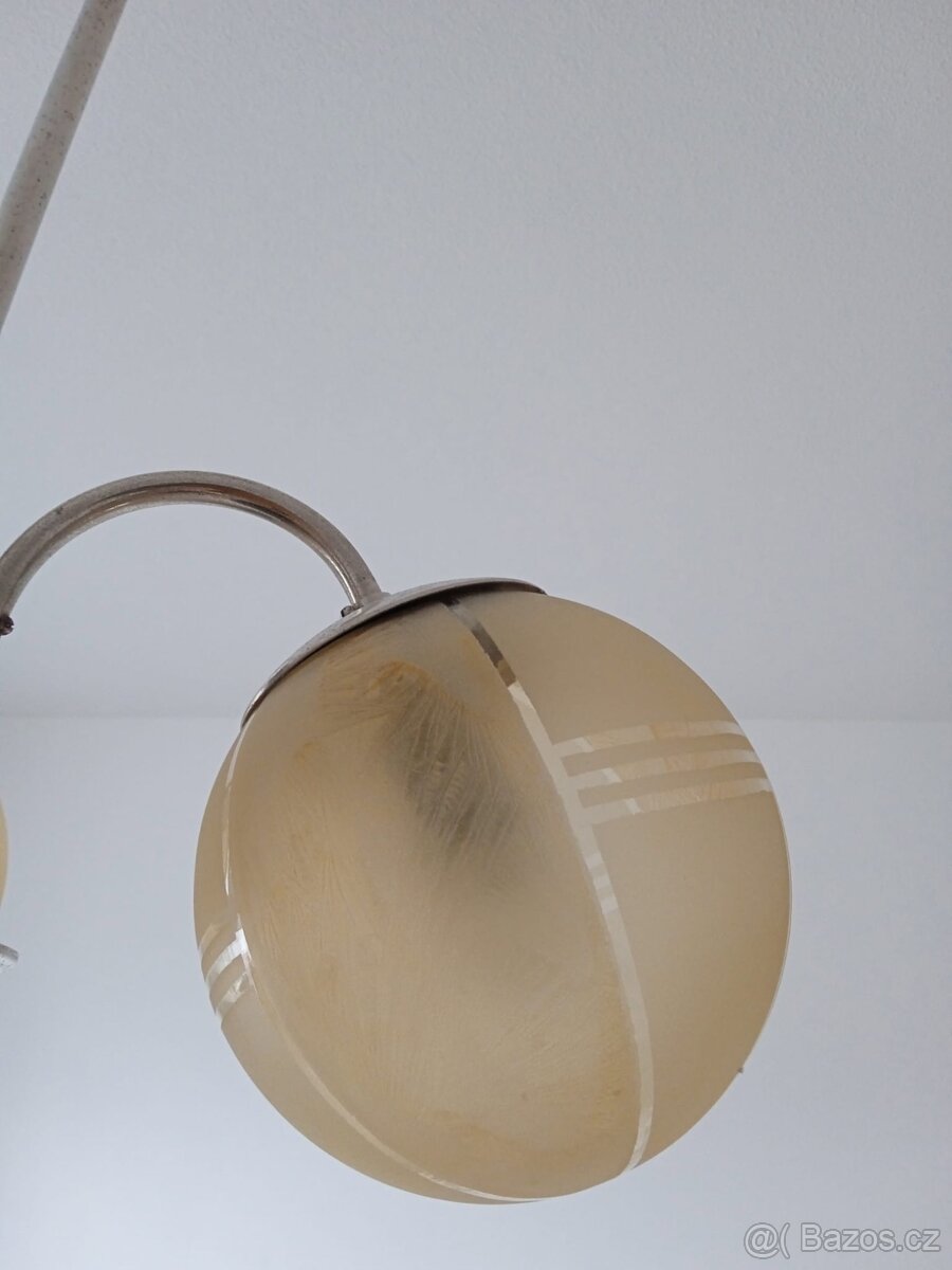 Retro tříramenný lustr z 30.let - 3