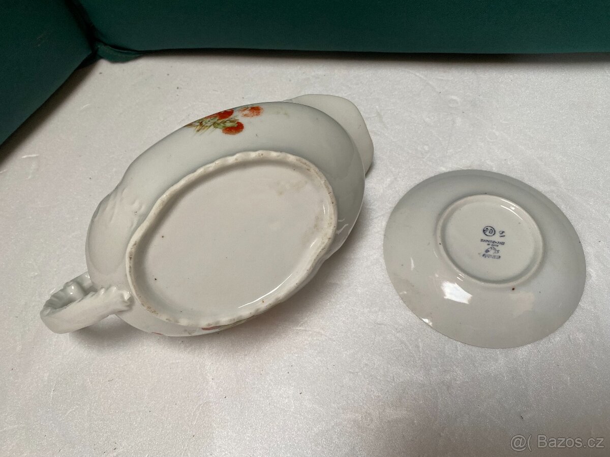 Vintage porcelánová salsera a podšálkem - 3