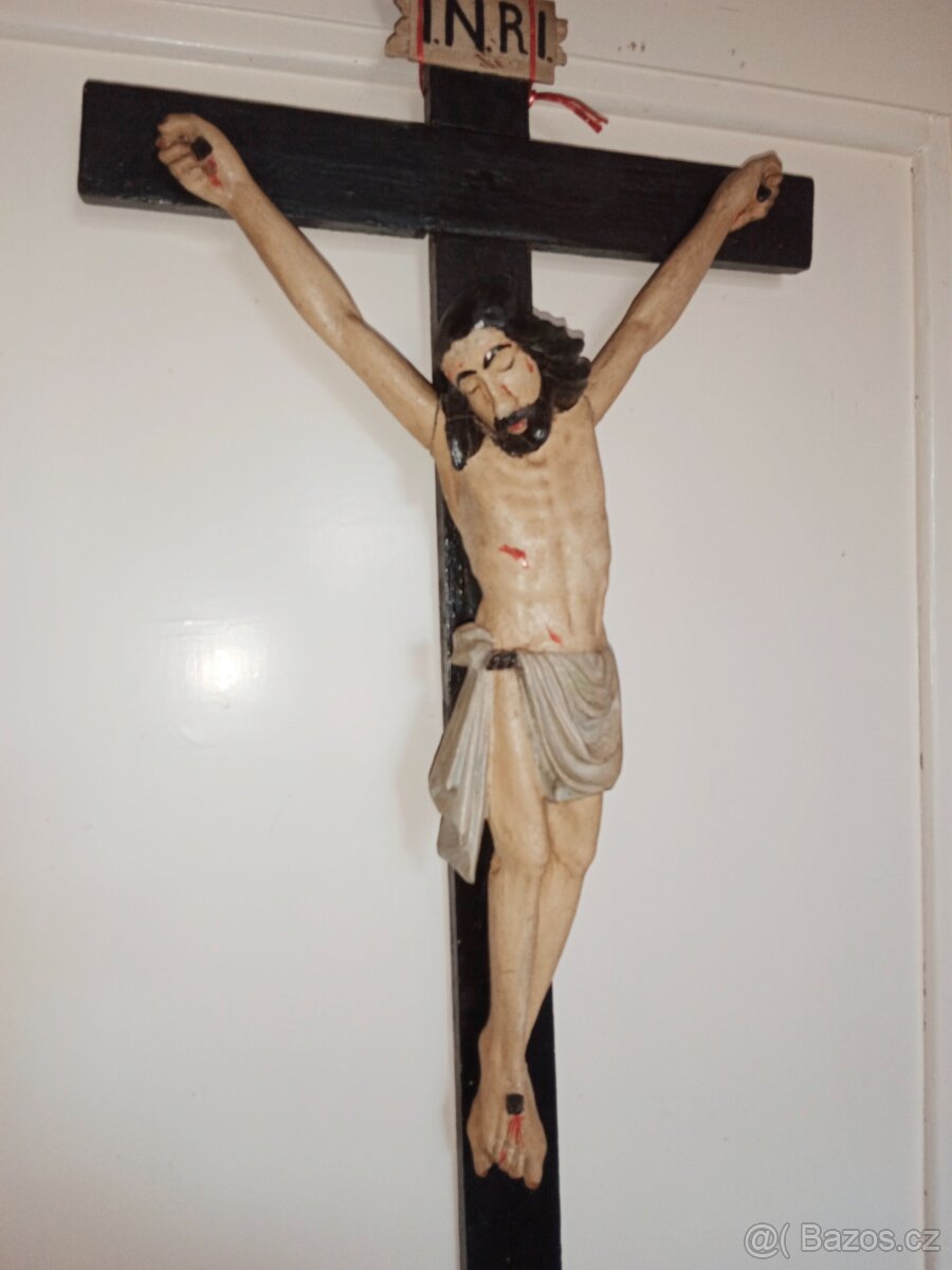Pěkný hodně starý dřevěný Ježíš na kříži - 3