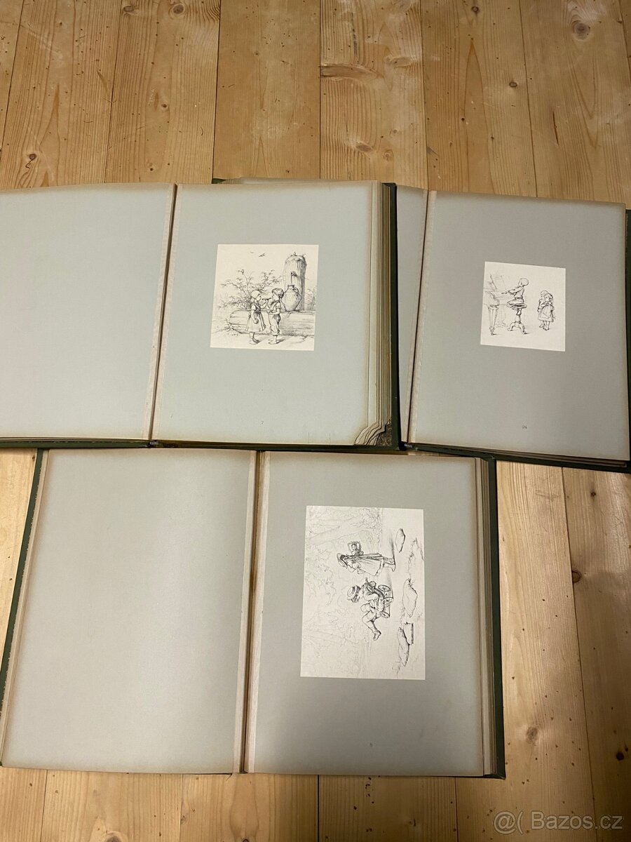 3x Aus A. Hendschel Skizzenbuch, kniha skic - 3