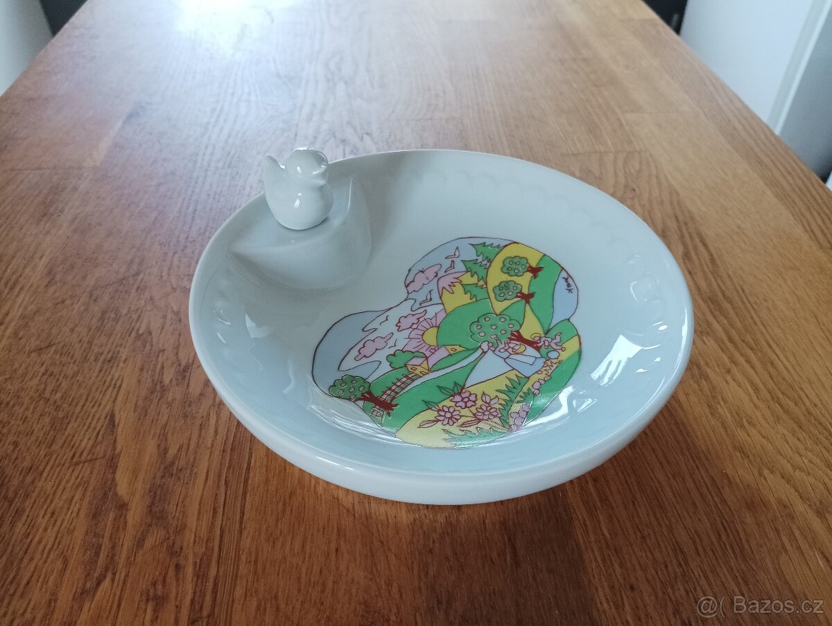 RUČNĚ MALOVANÝ DĚTSKÝ PORCELÁNOVÝ TERMOTALÍŘ LIMOGES FRANCIE - 3