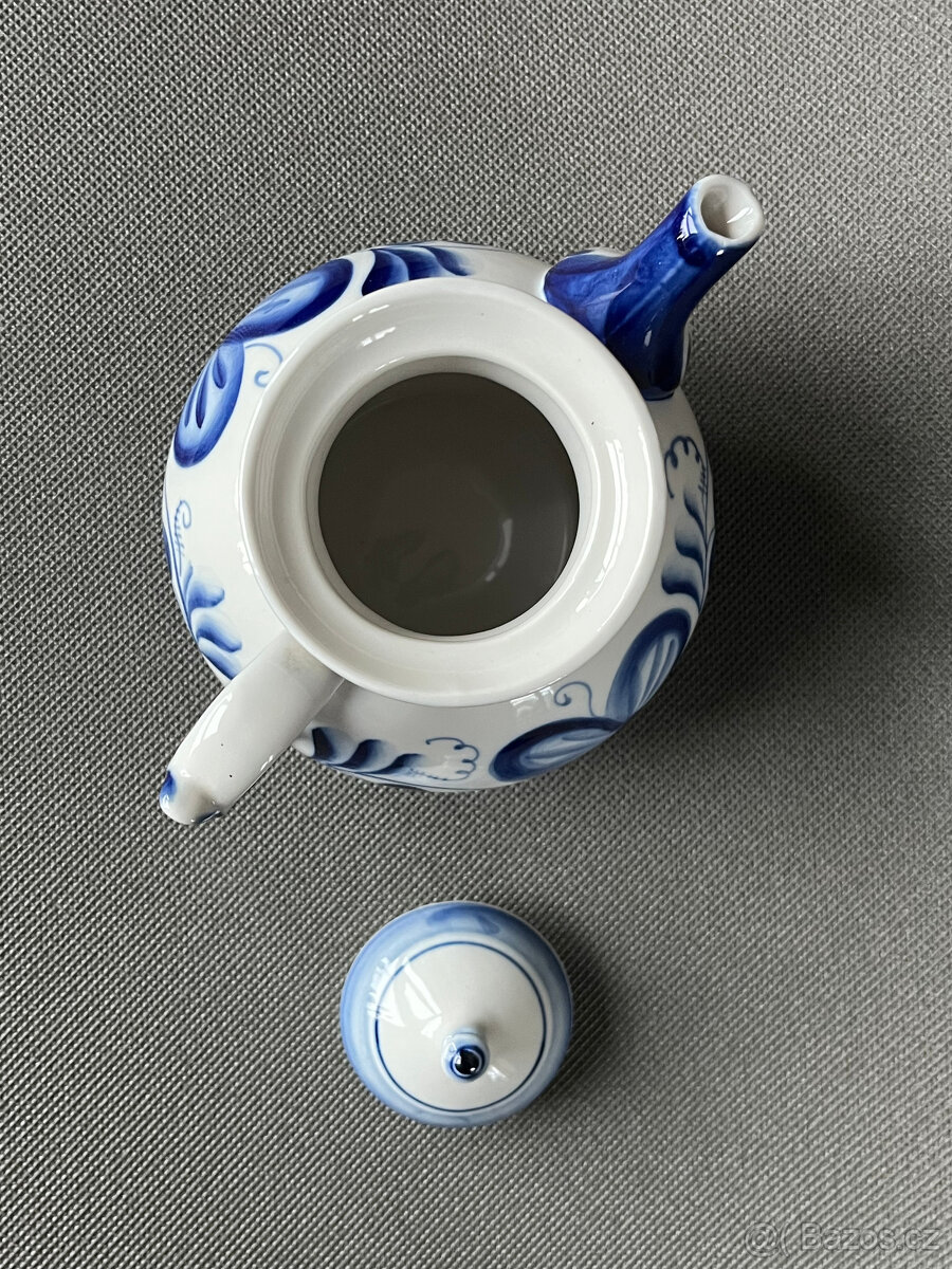 Porcelánová konvice 800ml, Gžel Rusko - 3