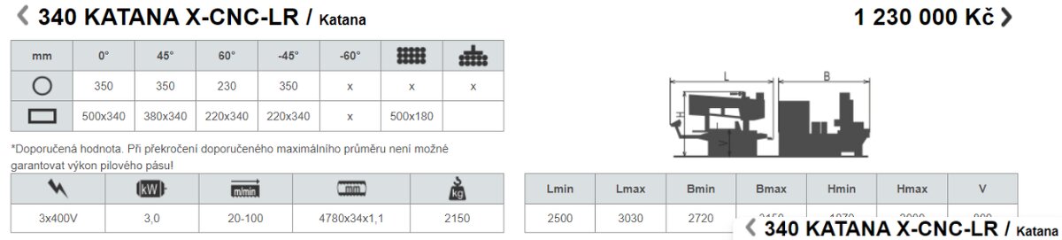 Pásová pila Pegas 340 Katana X-CNC - 3