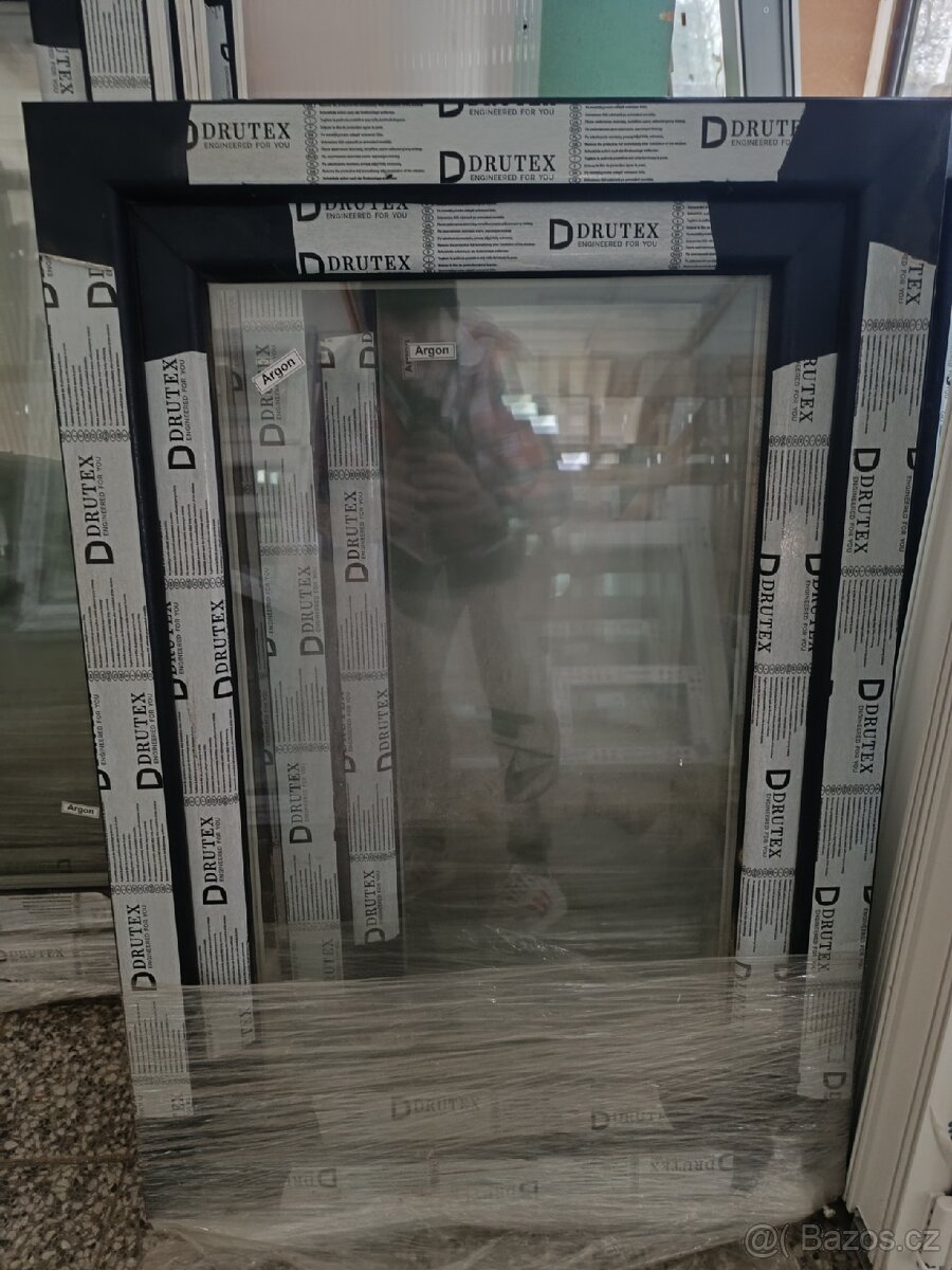 Okna PVC tmavě modrá/bílá, nová, dvojsklo - MIX rozměrů - 3