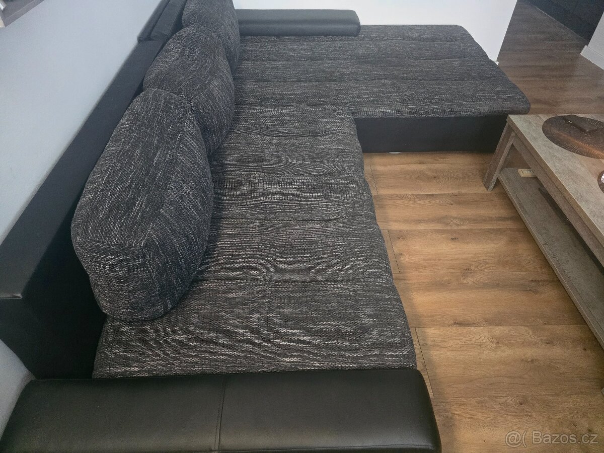 Sedací souprava, černá/černý melír - 3