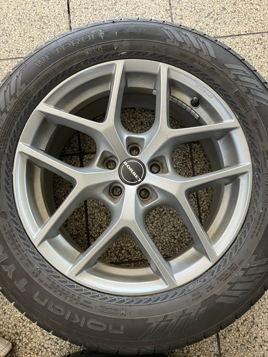 Hliníkové disky R17 Borbet 5x100 Subaru + 225/60 R17 Nokian - 3