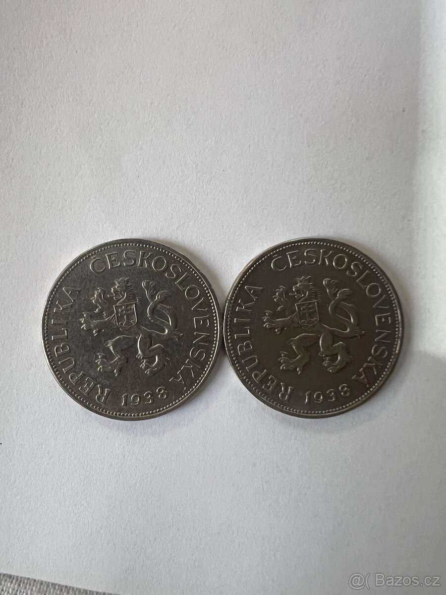 Obě Varianty Vlnovek 5 kčs 1938 - 3