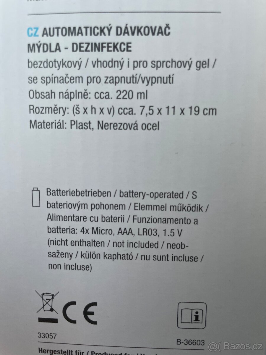 Automatický dávkovač mýdla - dezinfekce, nerezový - 3