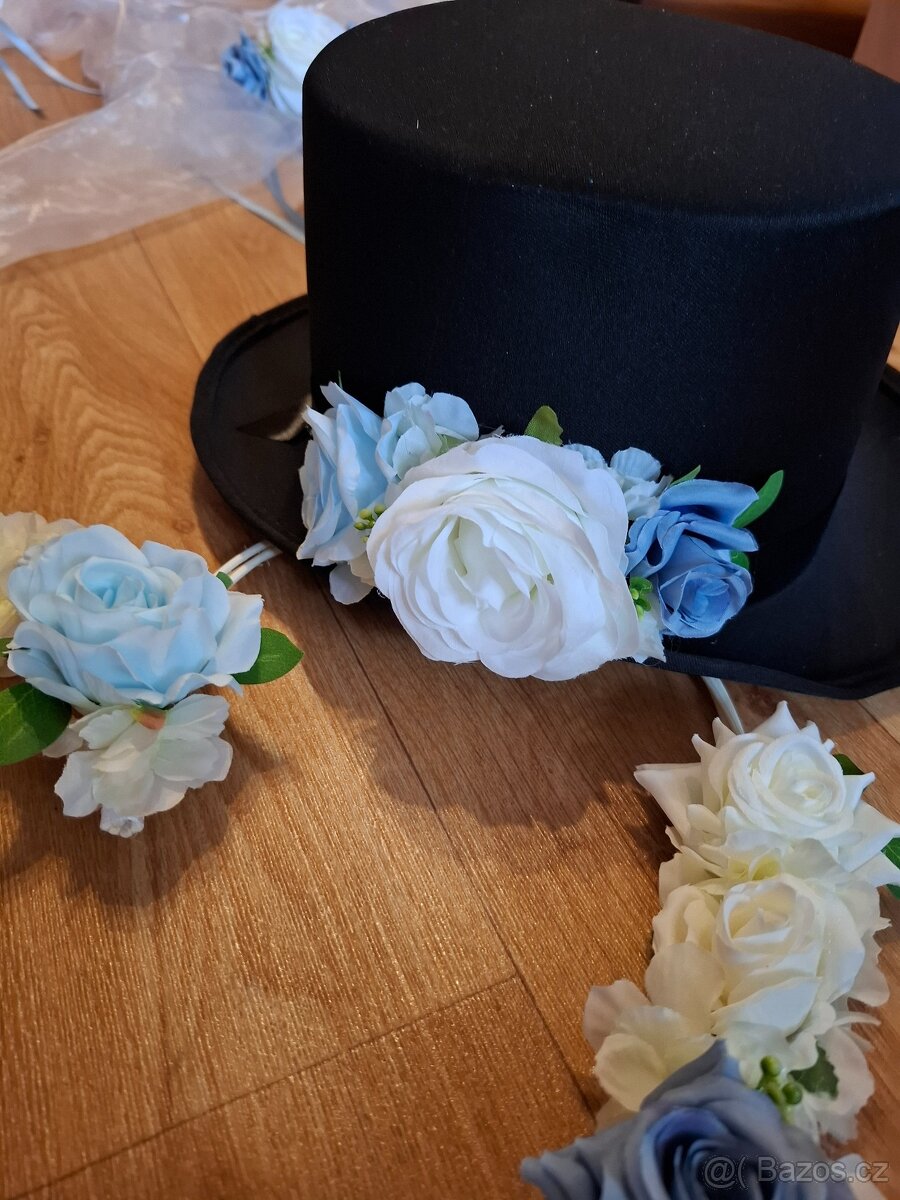 Svatební dekorace na auto - modrá - 3