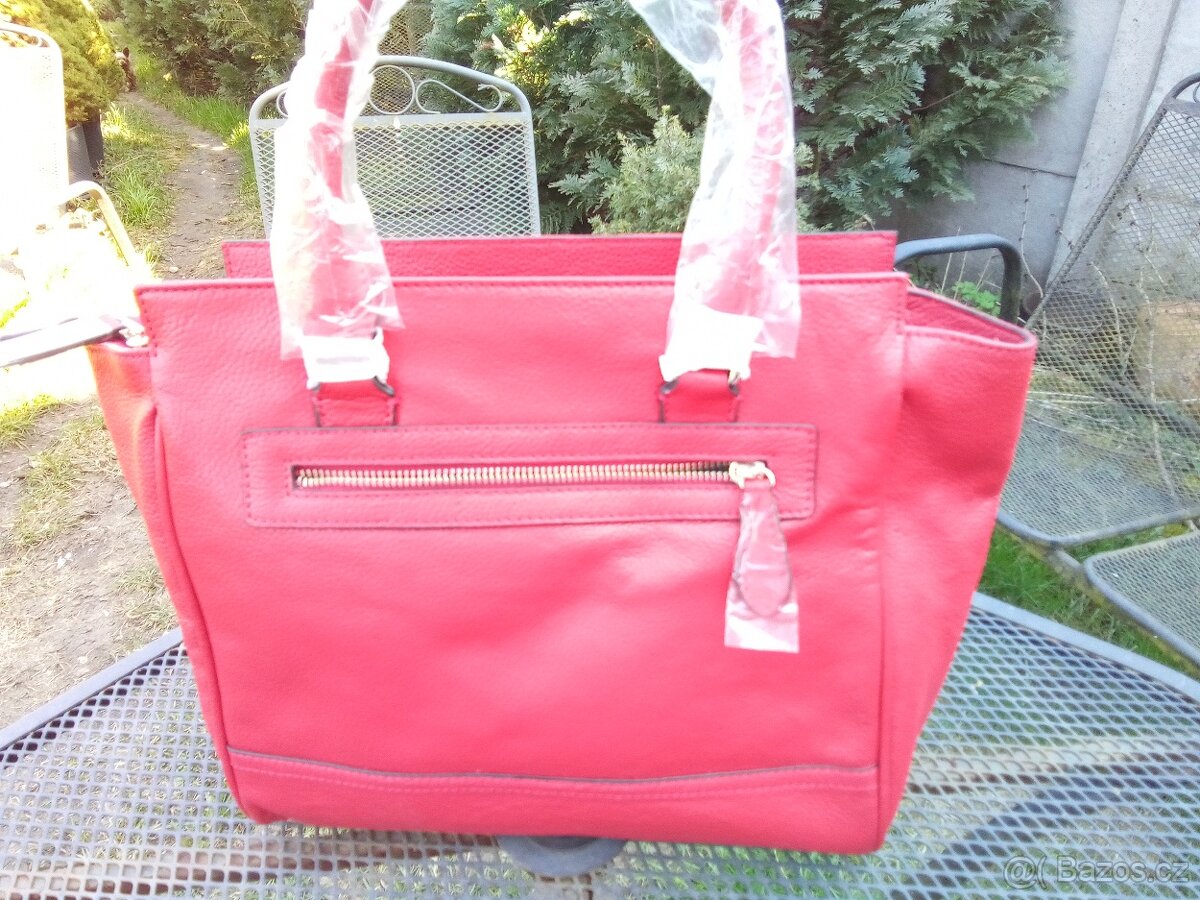 ČERVENÁ KOŽENÁ KABELKA DO RUKY - 3