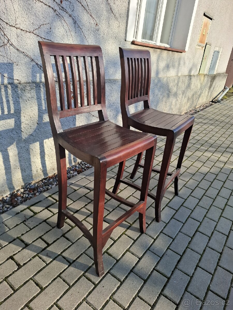 2x barové židle masiv - 3