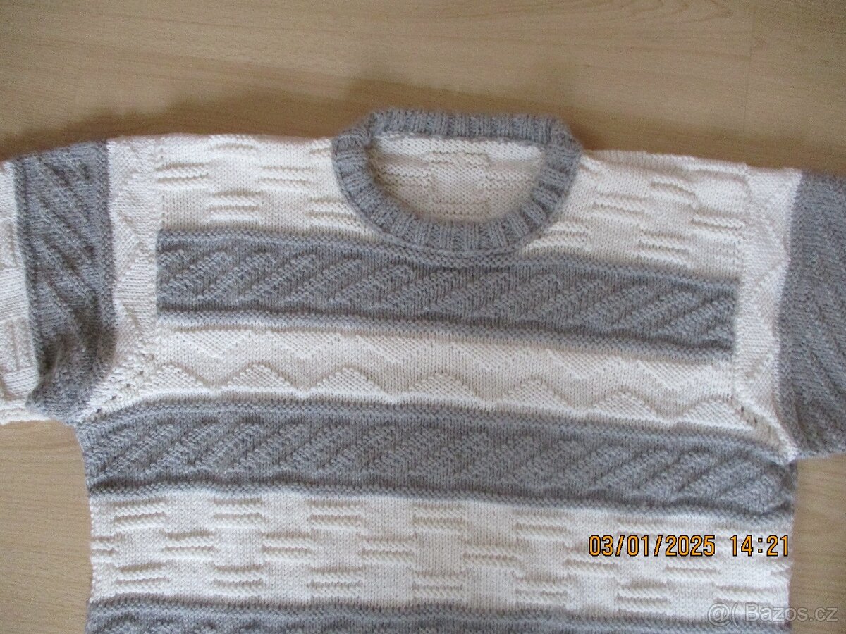 Pánský ručně pletený svetr M-L - 3
