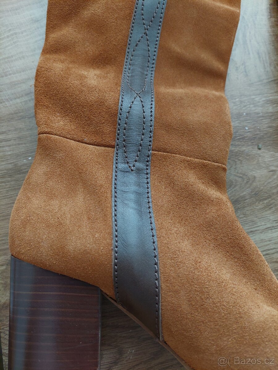 Vel. 38 Mango kožené kozačky - 3