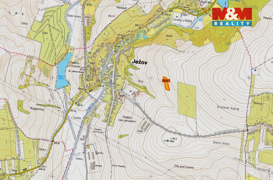 Prodej pole, 1462 m², Ježov - 3