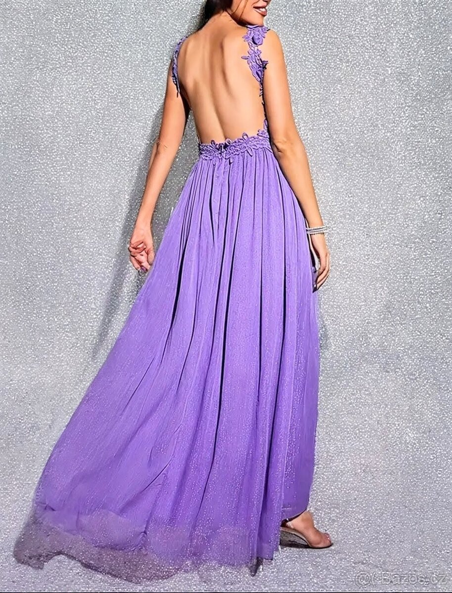 NOVÉ plesové šaty TŘPYTIVÉ FIALOVÉ - 3