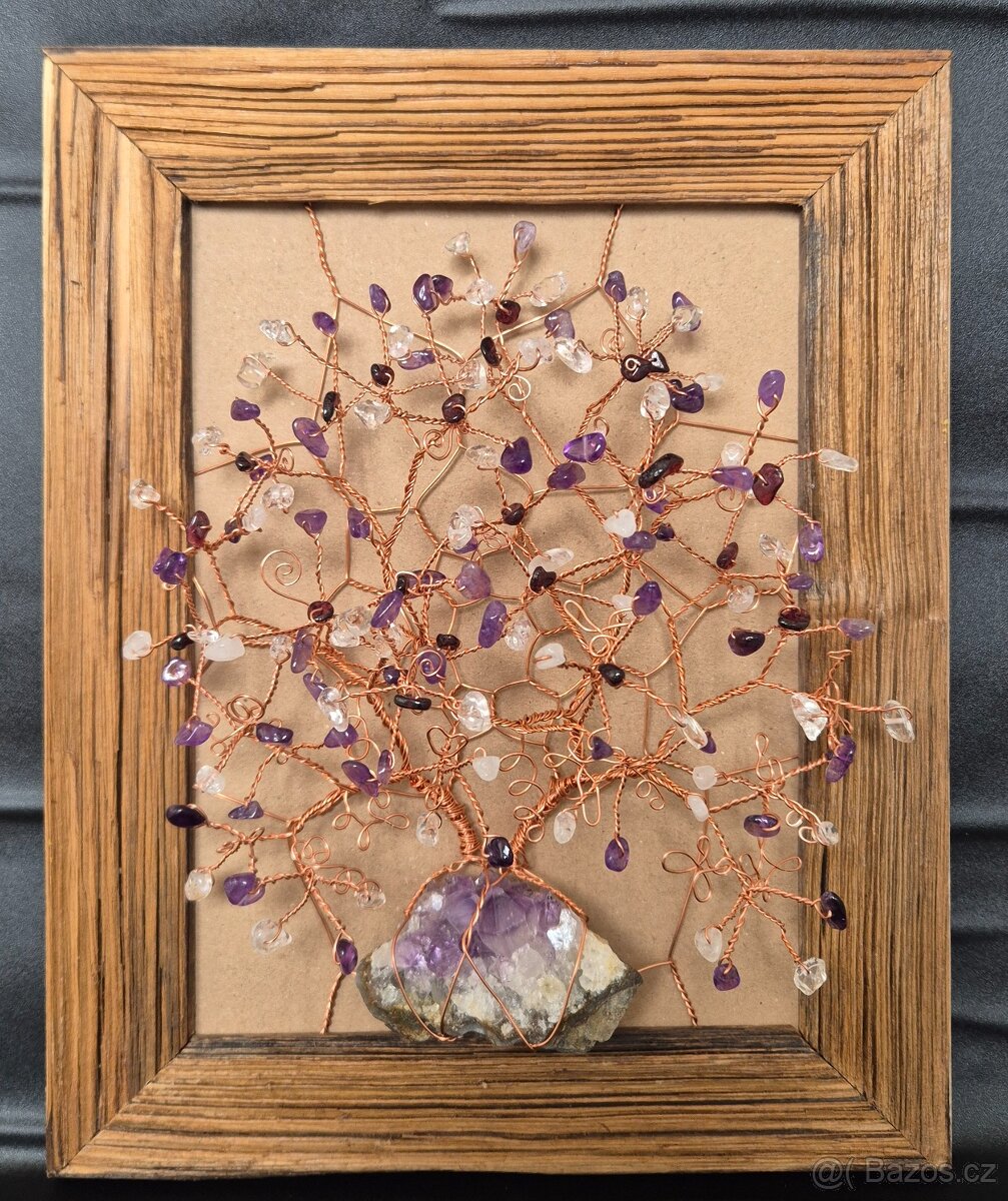 🌳 Strom života a štěstí v obrazu – Jabloň hojnosti -Ametyst - 3