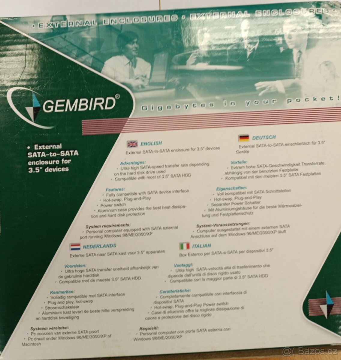 Externí box GEMBIRD pro HDD 3,5" SATA , stříbrný - 3