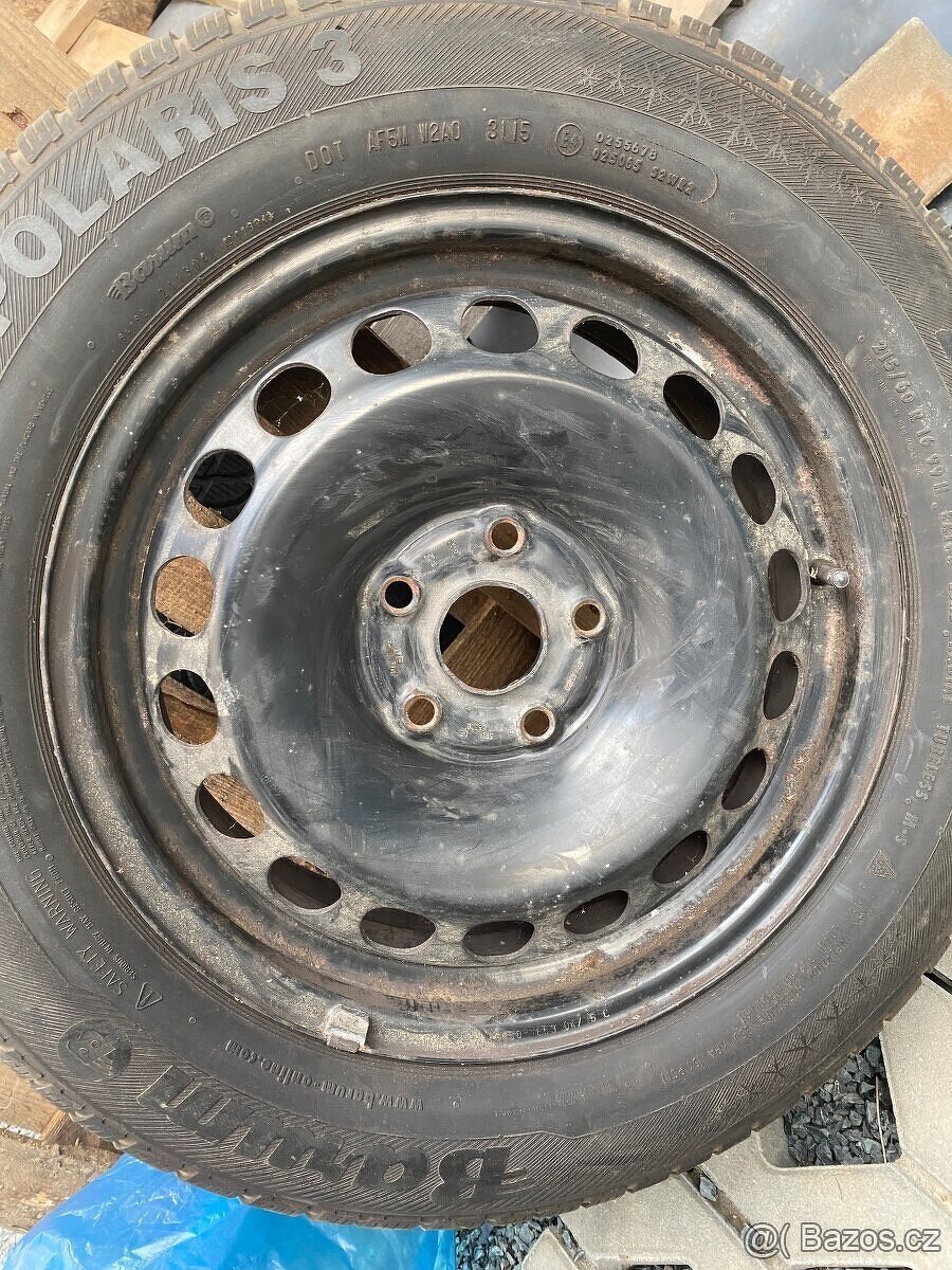 Plechové disky 16” 5x112 a zimní pneu 215/60/R16 - 3