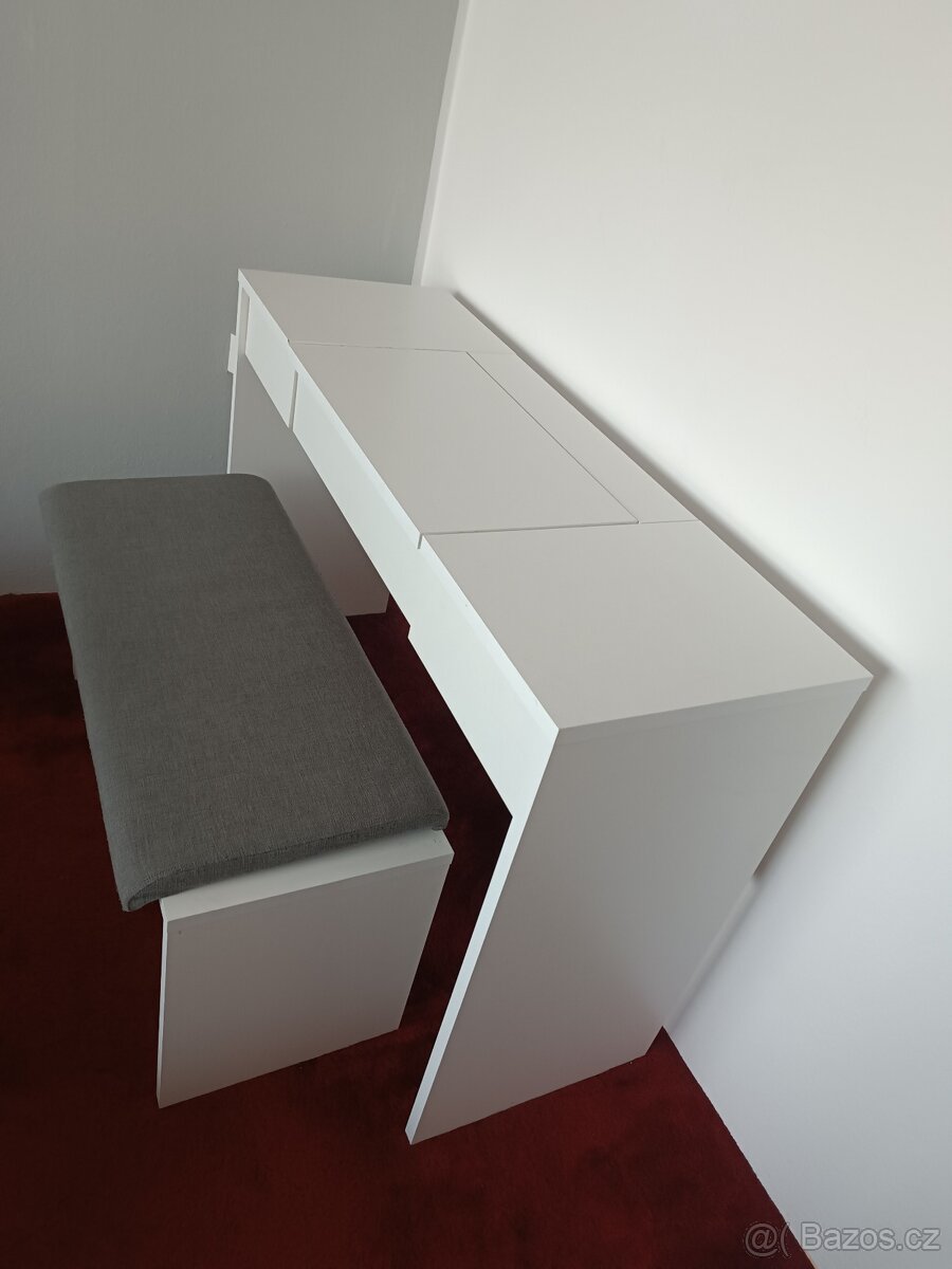 Toaletní stolek s taburetem bílý - 3