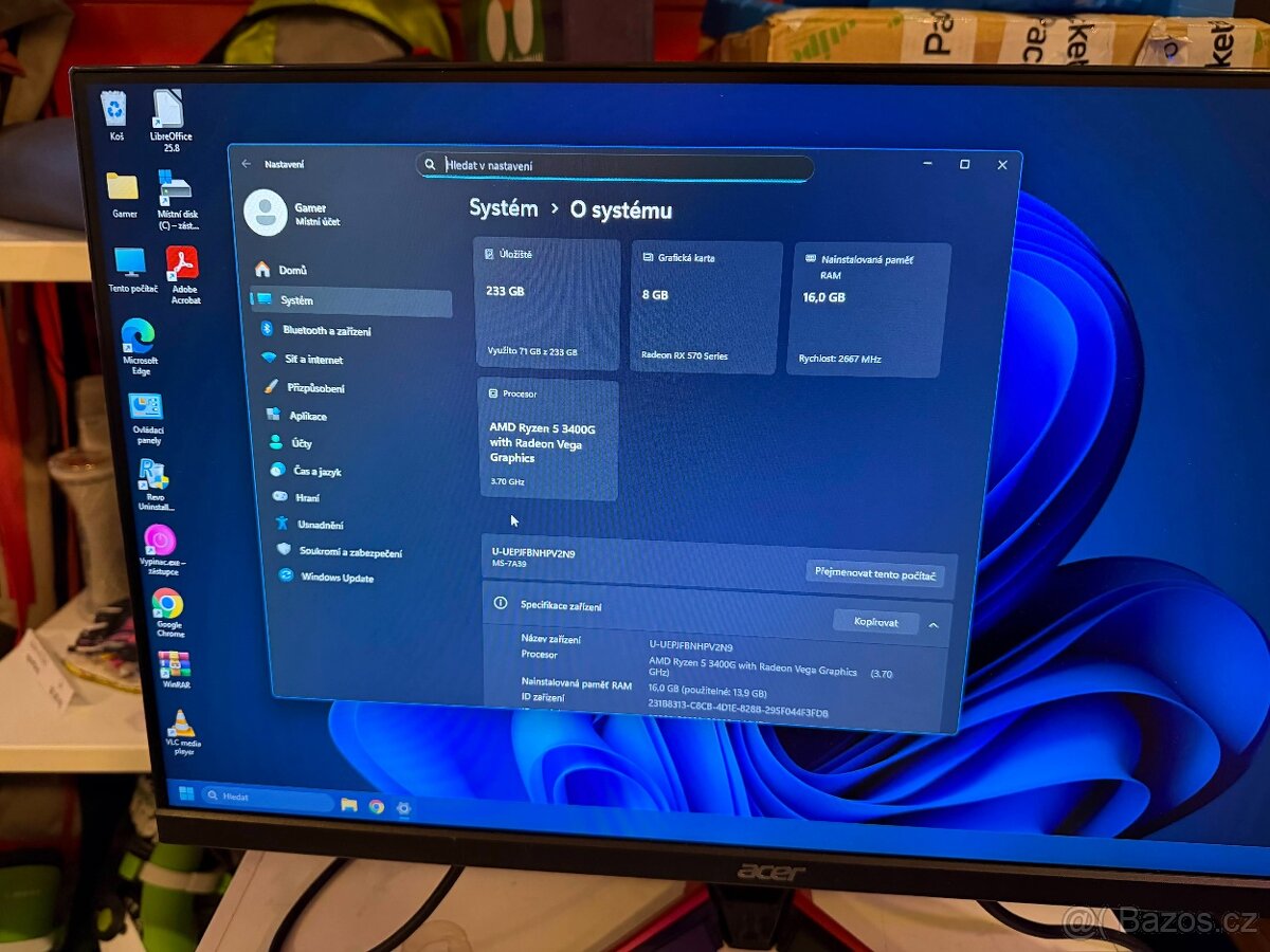 Herní 3.Ryzen5 3400G 16GB DDR4 SSD256GB RX 570 8GB - 3