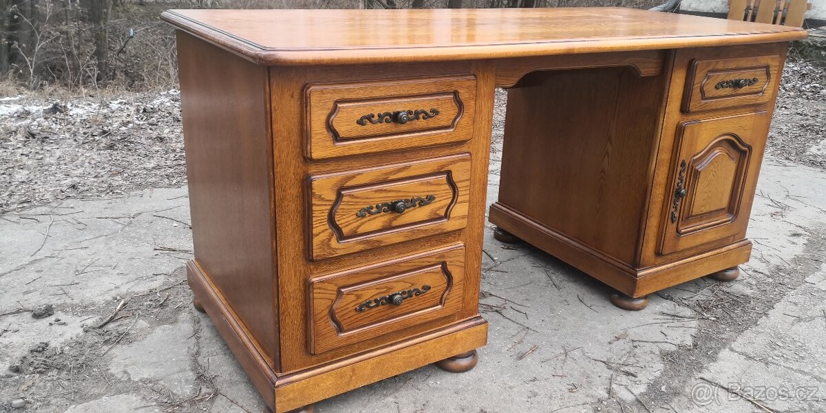 Masivní psací stůl - TOP STAV - 3