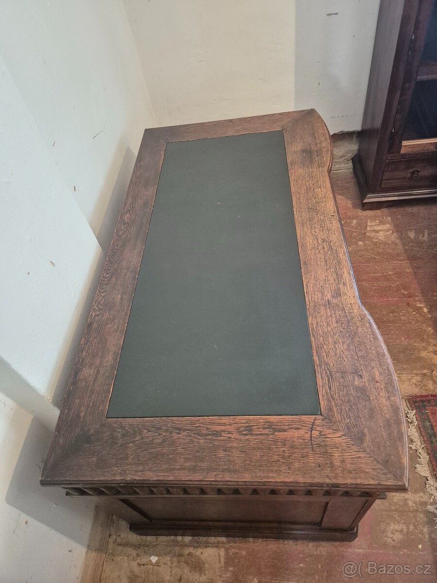 Starožitný dubový psací stůl – masiv - 3