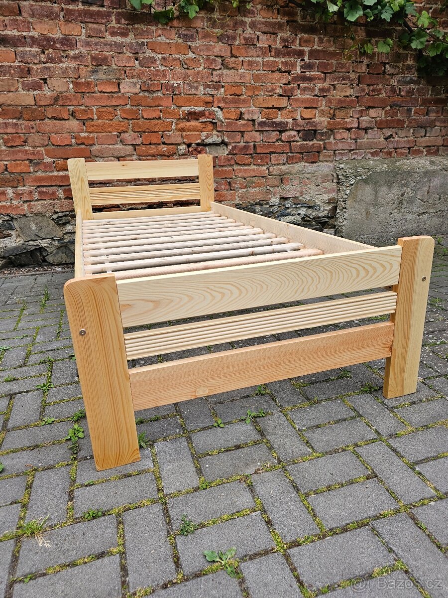 🛏️ Dřevěná postel z masivu 90x200 cm + rošt | Skladem ihned - 3
