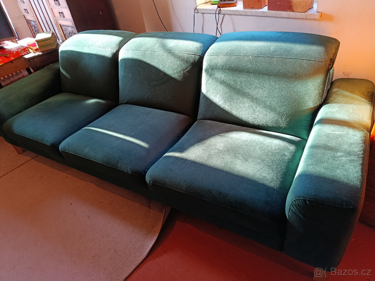 Zakázková 3.dílná polohovací sedačka.Zelená.VELMI ZACHOVALÁ. - 3