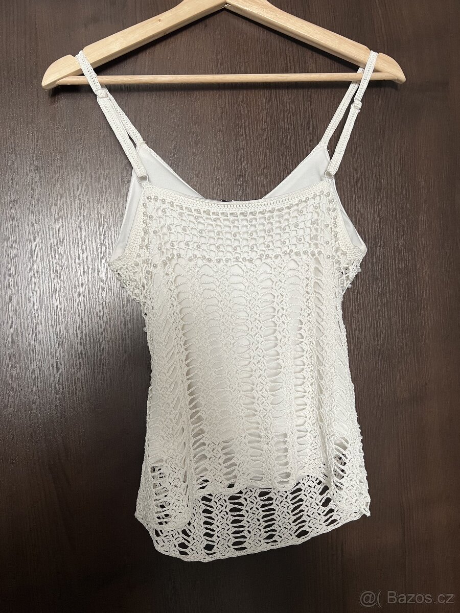 Morris - dáms. nové luxusní tílko s perličkami – XS/S? - 3