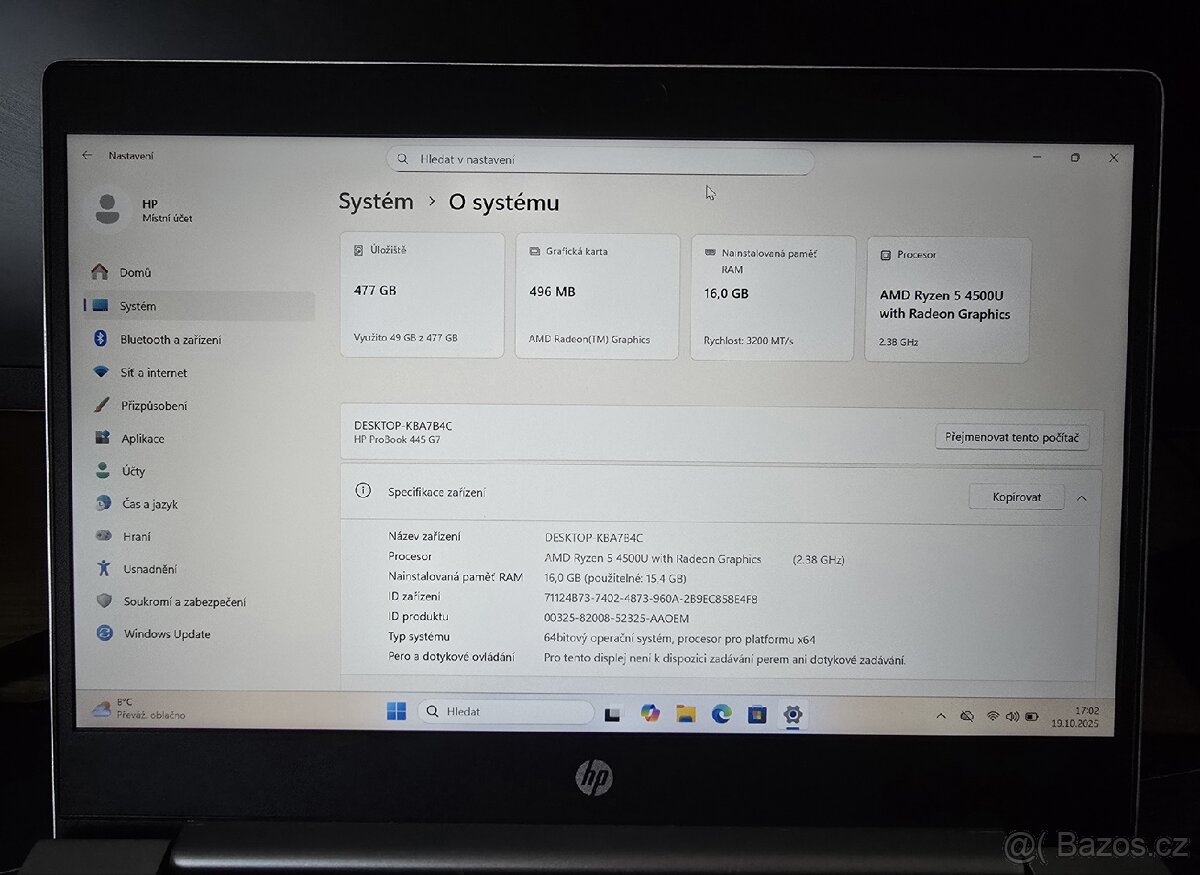 💻 HP ProBook 445 G7 – Ryzen 5 4500U - 3