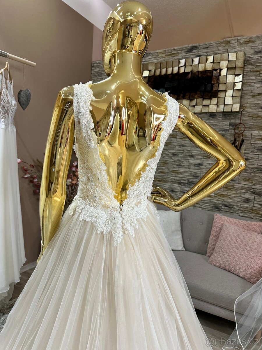Svatební šaty Ivory/mocca - 3
